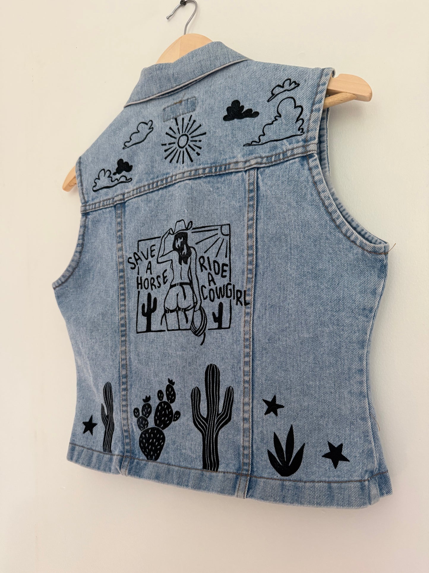 Cowgirl Zip-Up Denim Vest