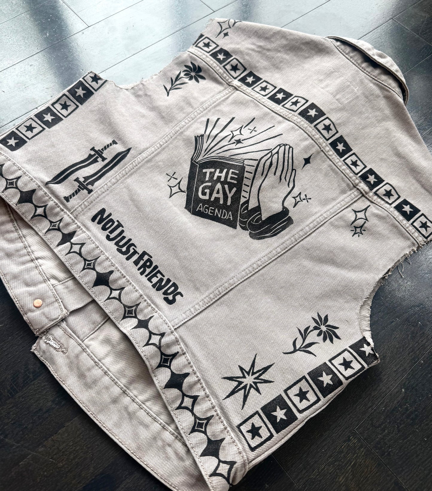 Patchwork Printed Denim Vest