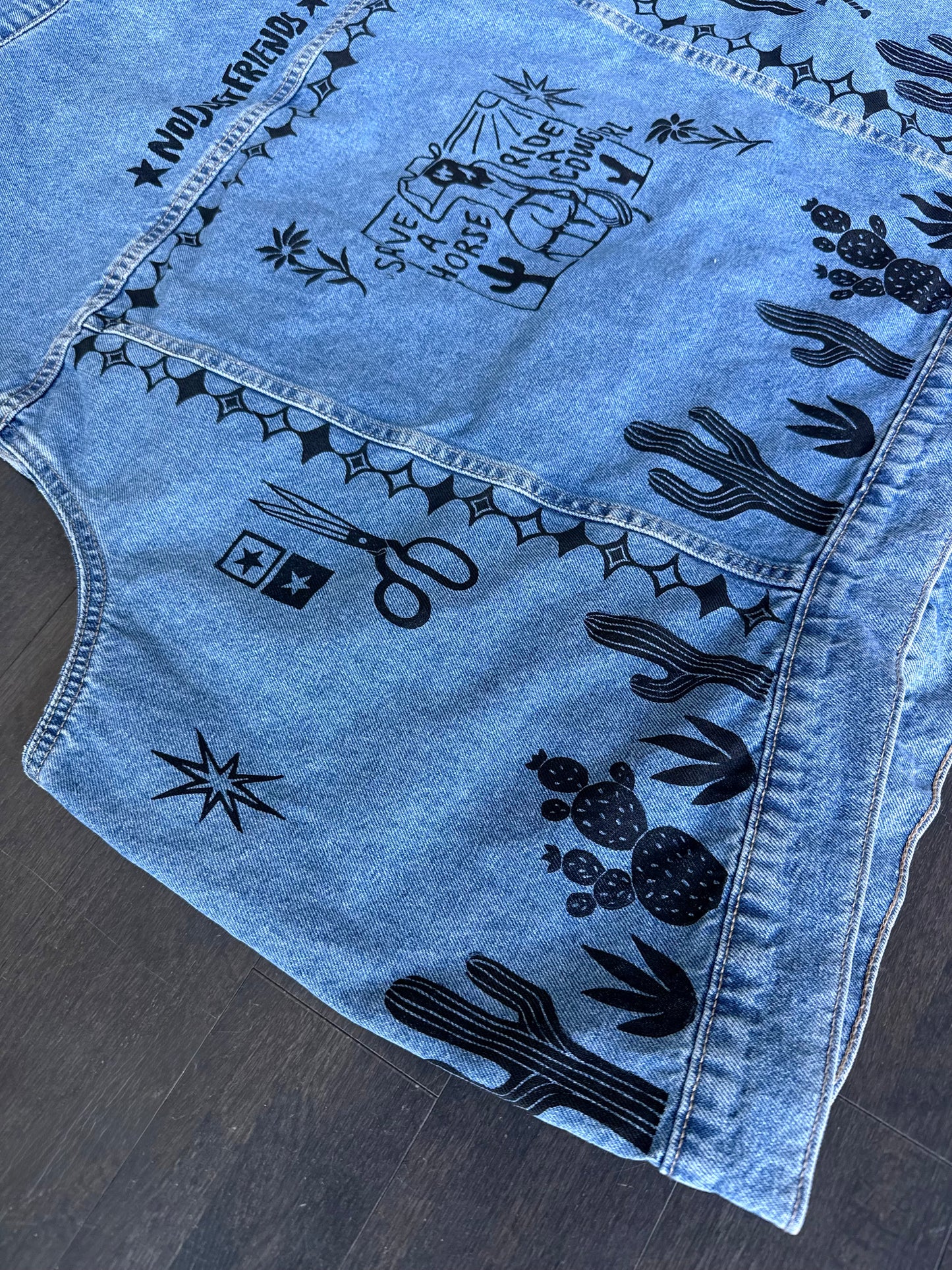 Cowgirl X Patchwork Printed Denim Vest