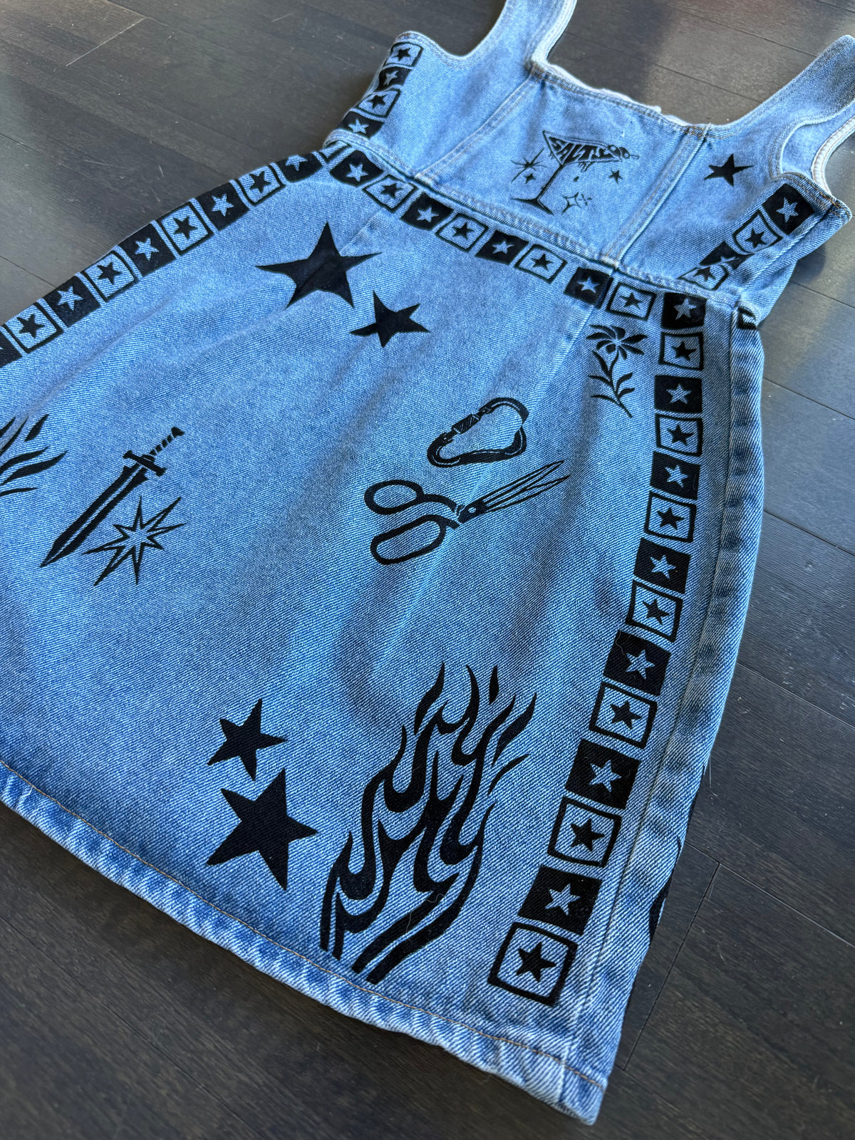 Patchwork Printed Denim Dress