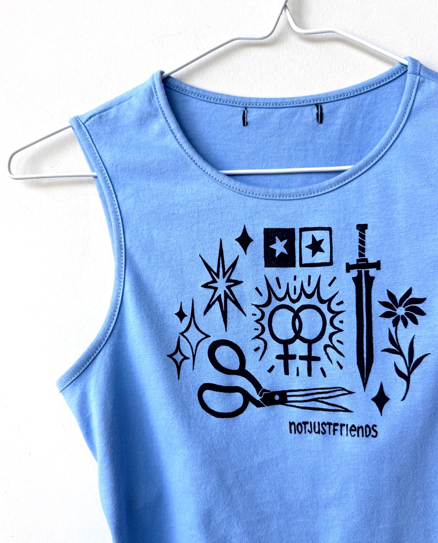 Patchwork Printed Tie-Back Cropped Tank