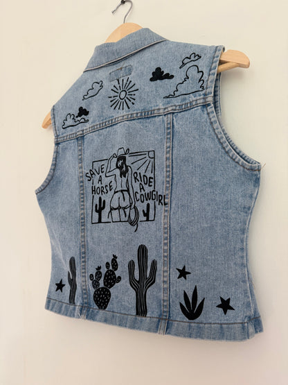 Cowgirl Zip-Up Denim Vest