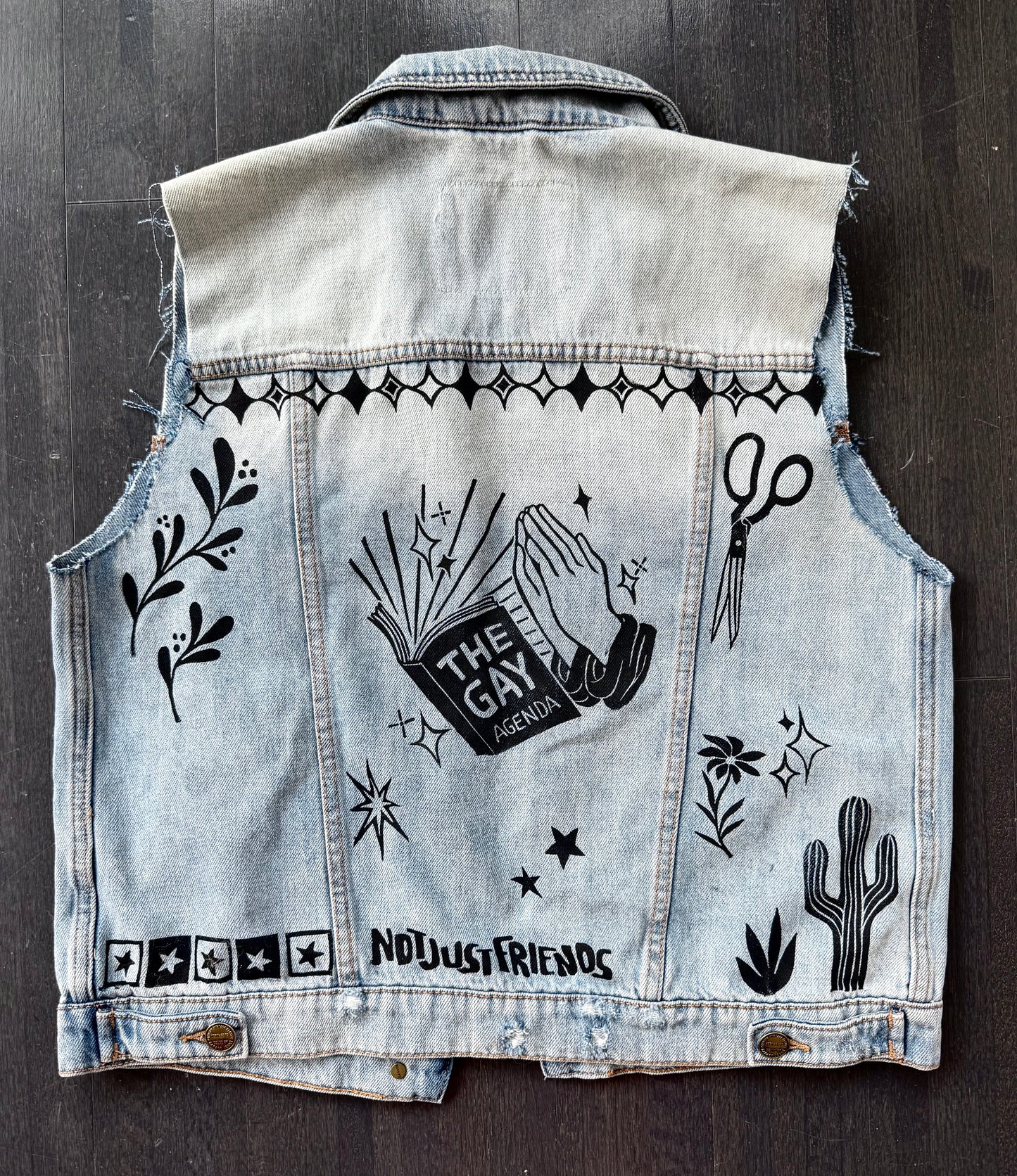 Patchwork Printed Denim Vest