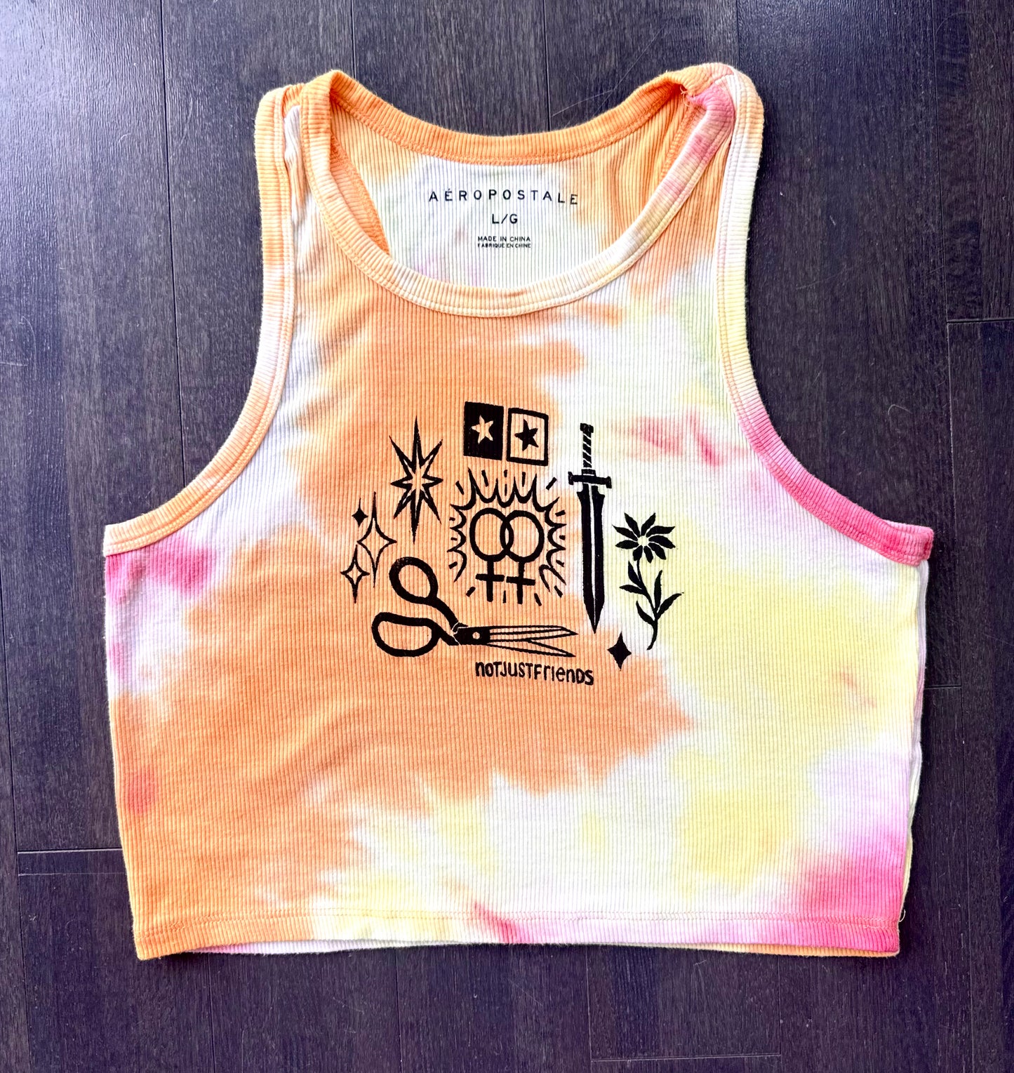 Patchwork Printed Cropped Tie-Die Tank