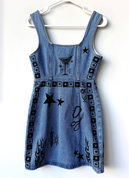 Patchwork Printed Denim Dress