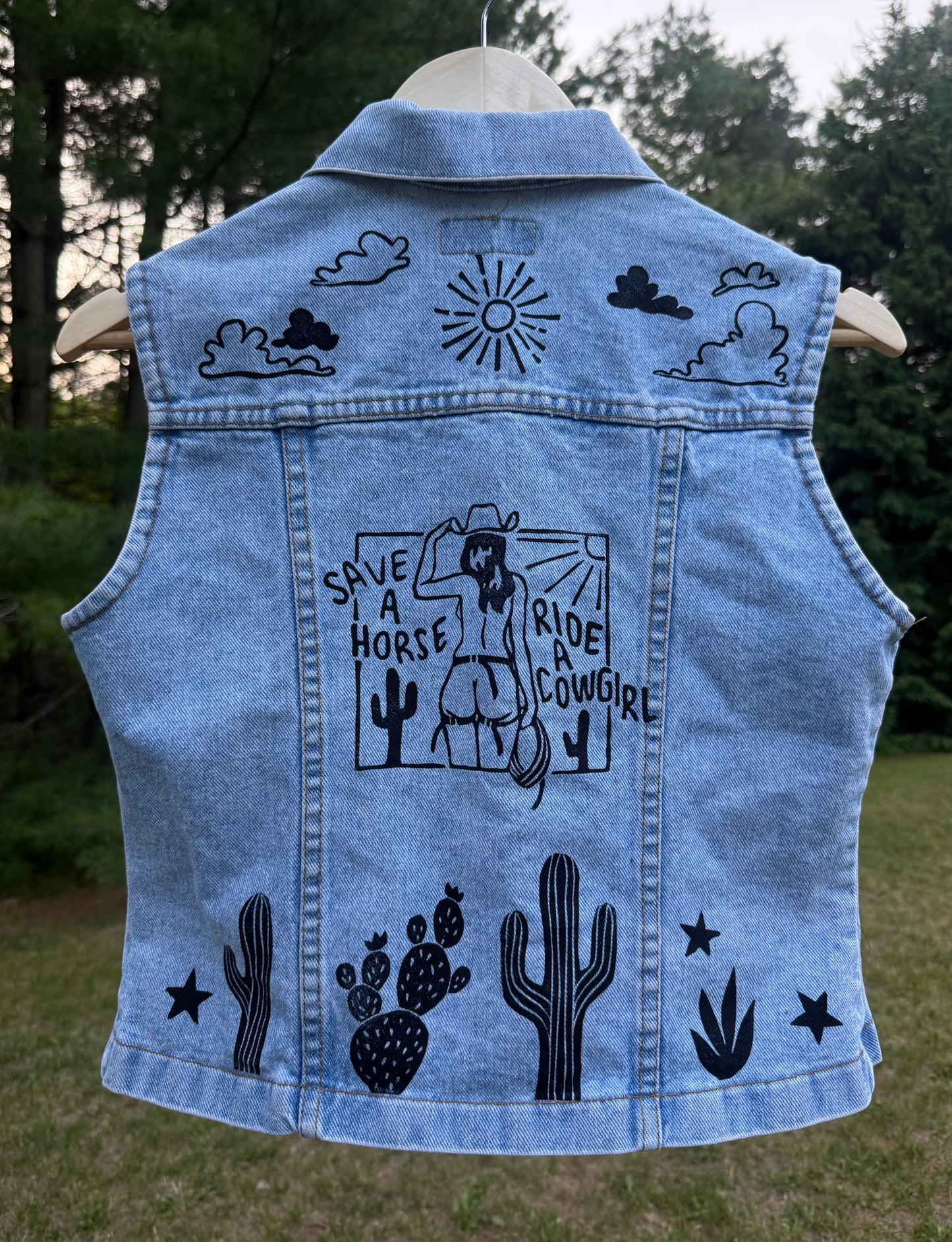 Cowgirl Zip-Up Denim Vest