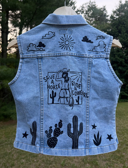 Cowgirl Zip-Up Denim Vest