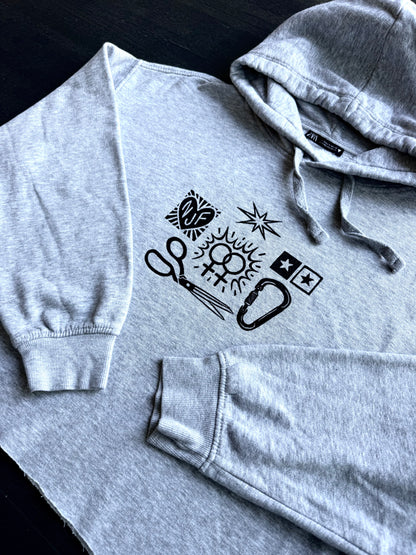Patchwork Printed Cropped Hoodie