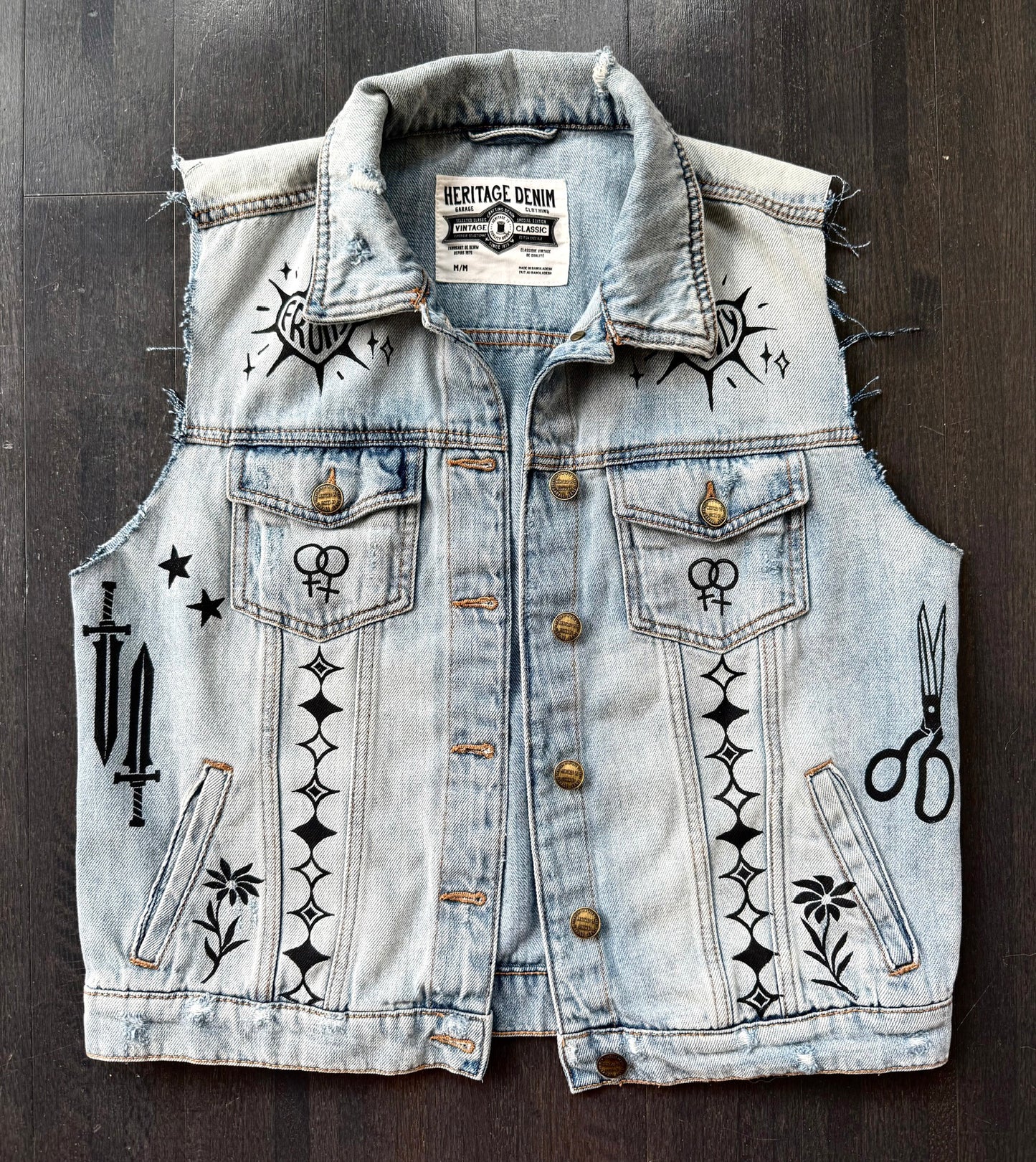 Patchwork Printed Denim Vest