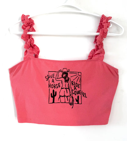 Cowgirl Cropped Tank Ruched Straps