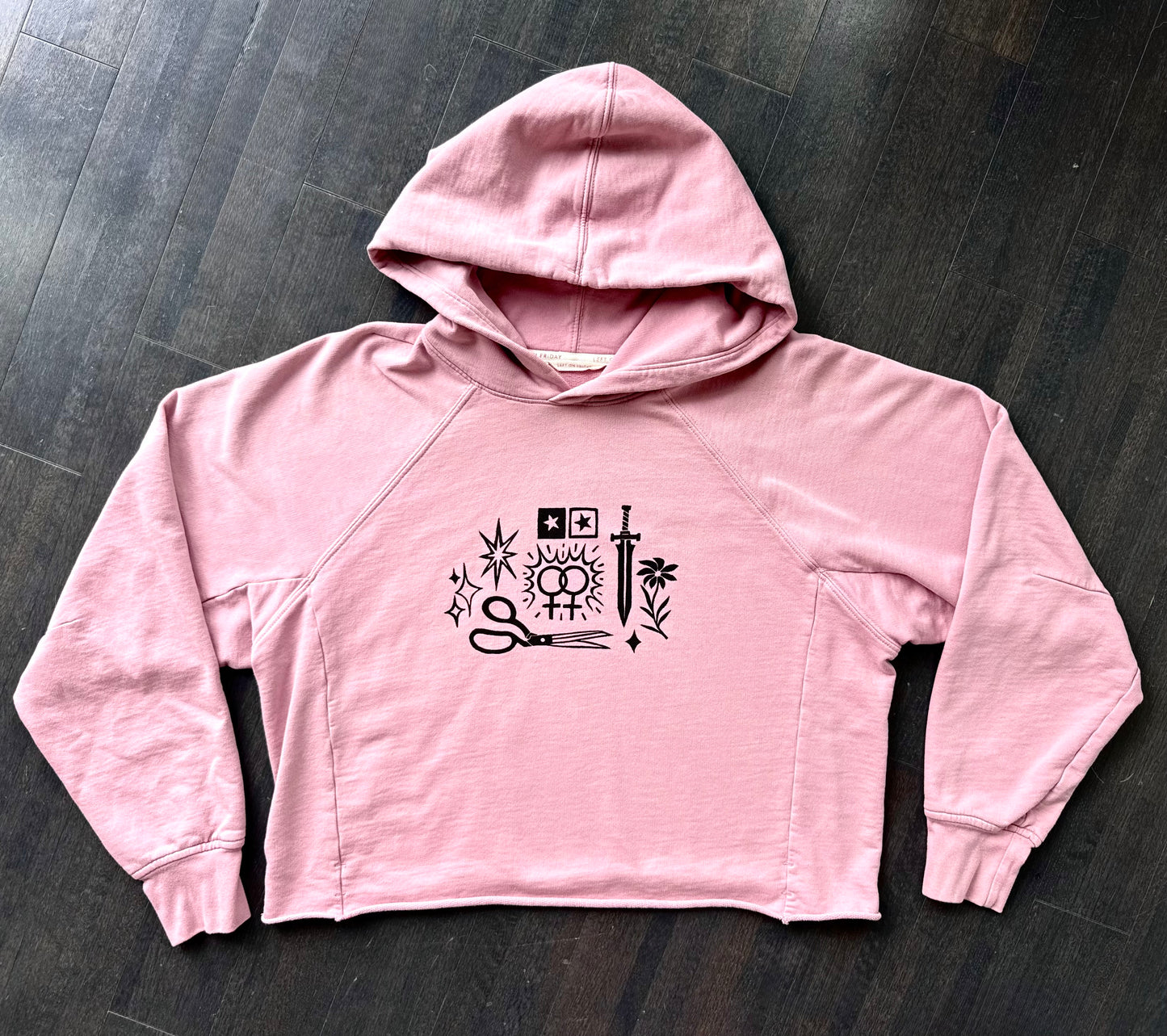 Patchwork Printed Cropped Hoodie