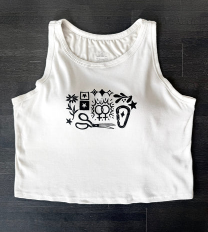 Patchwork Printed Cropped Tank