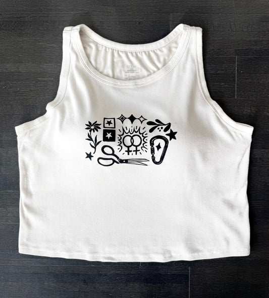 Patchwork Printed Cropped Tank