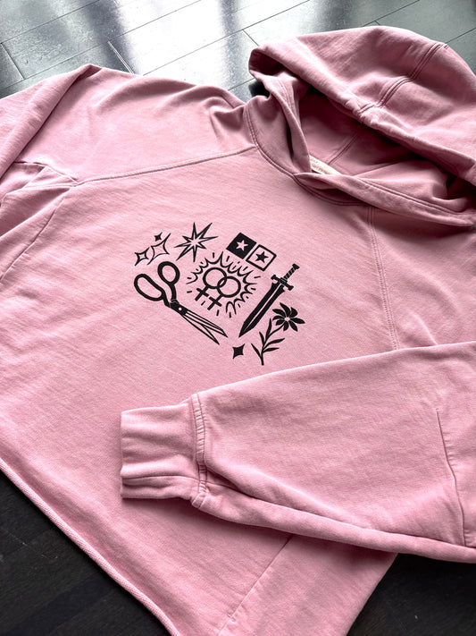 Patchwork Printed Cropped Hoodie