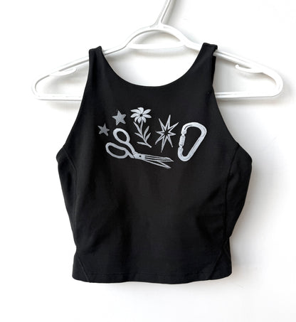 Patchwork Printed Cropped Athletic Tank