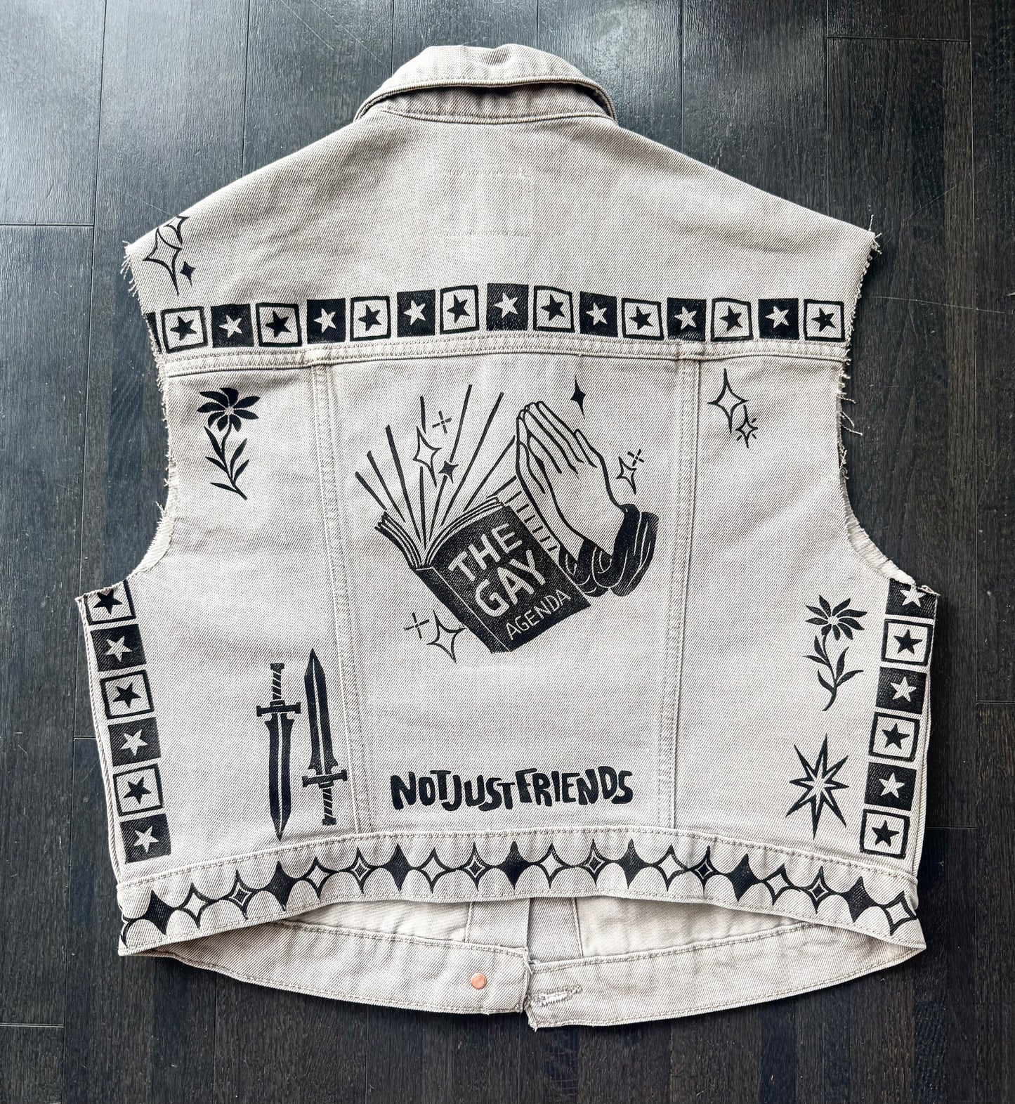 Patchwork Printed Denim Vest
