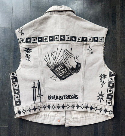 Patchwork Printed Denim Vest