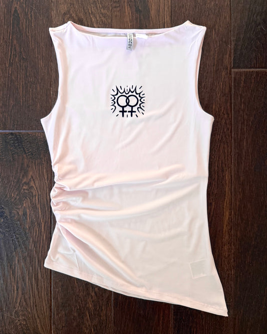 Double Venus Ruched-Side Asymmetrical Tank