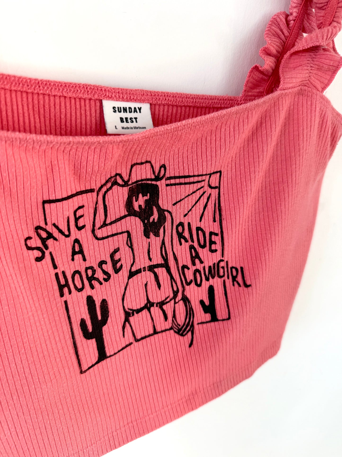 Cowgirl Cropped Tank Ruched Straps