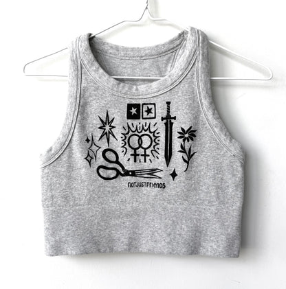 Patchwork Printed Cropped Tank