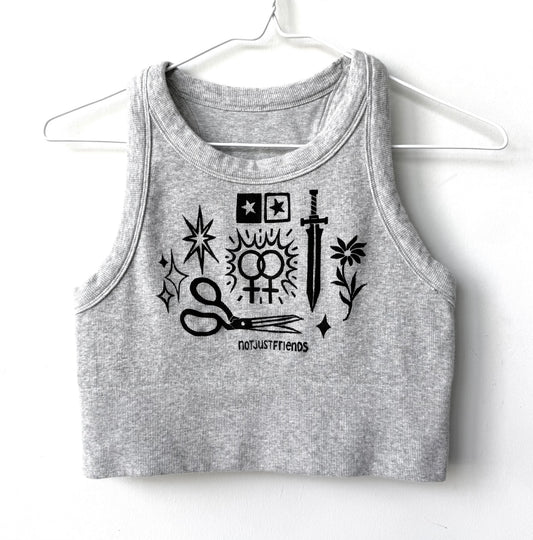 Patchwork Printed Cropped Tank
