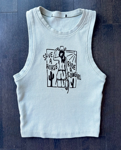 Cowgirl Ribbed Cropped Tank