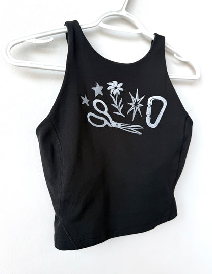 Patchwork Printed Cropped Athletic Tank