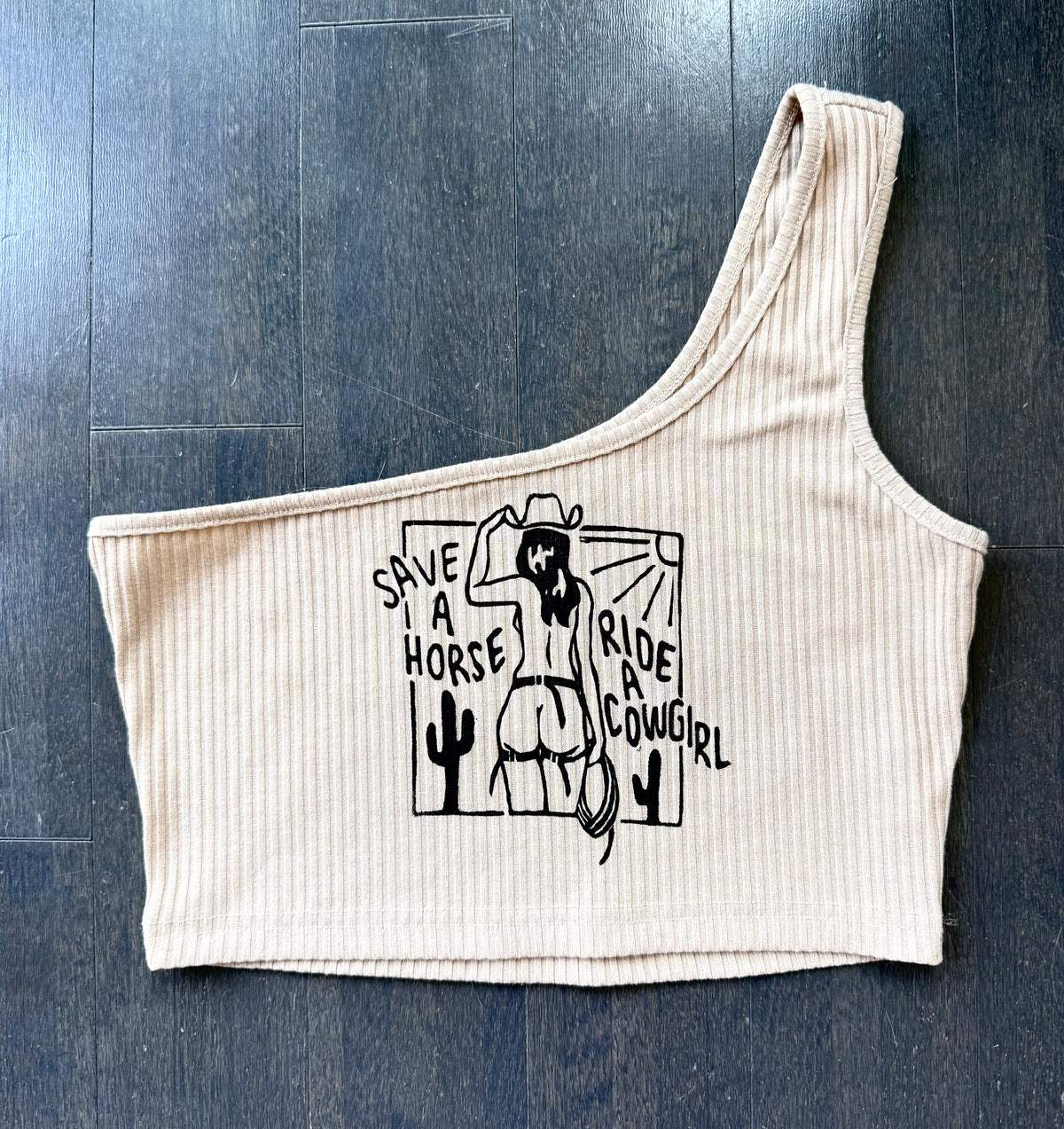 Cowgirl Cropped One-Shoulder Tank