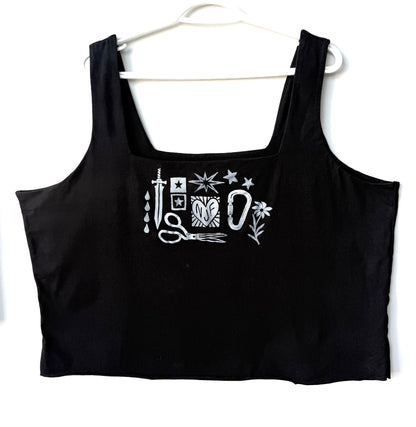 Patchwork Printed Cropped Tank