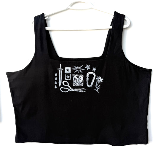 Patchwork Printed Cropped Tank