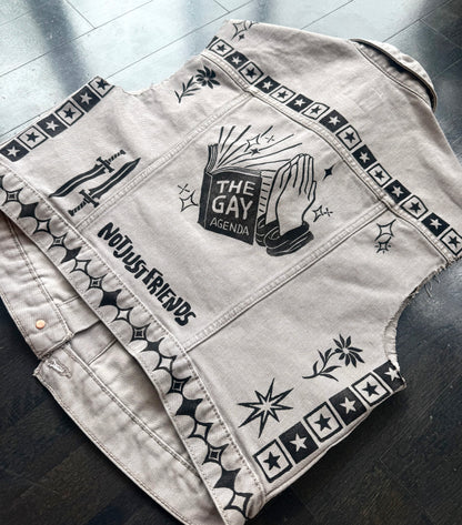 Patchwork Printed Denim Vest