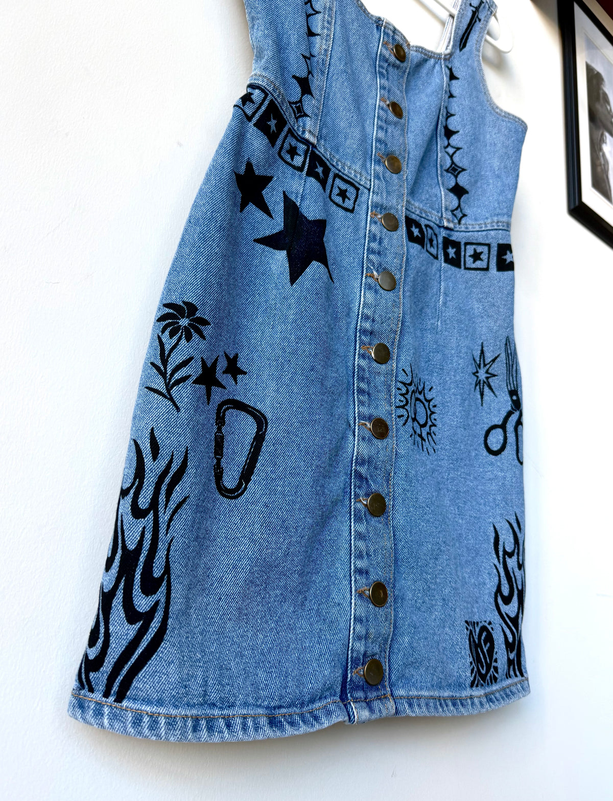 Patchwork Printed Denim Dress
