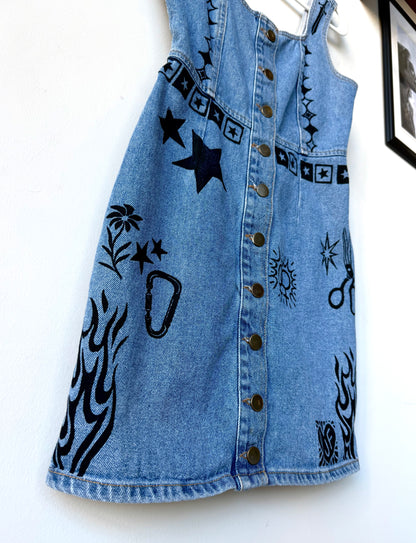 Patchwork Printed Denim Dress