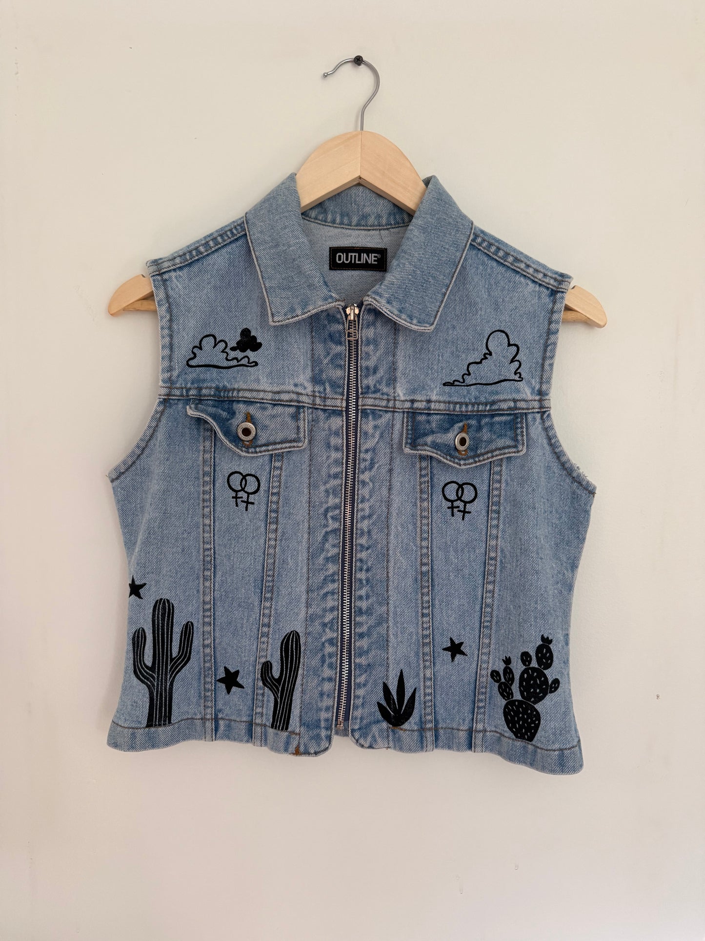 Cowgirl Zip-Up Denim Vest