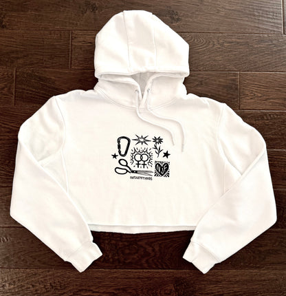 Patchwork Printed Cropped Hoodie