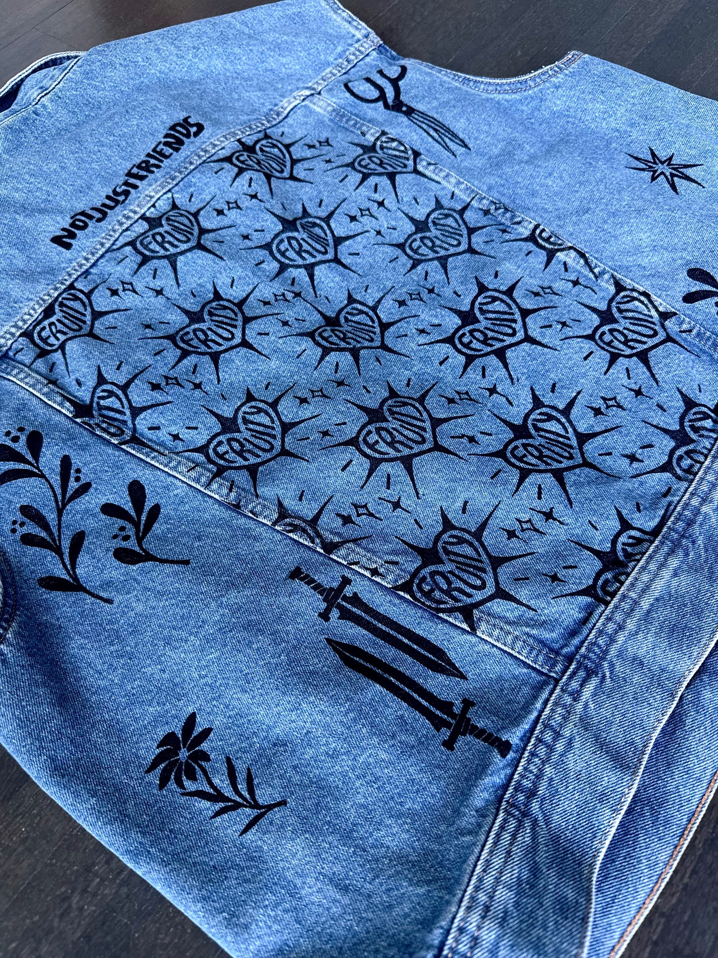 Fruity X Patchwork Printed Denim Vest