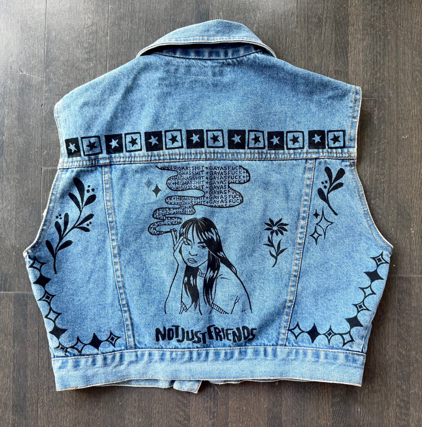 Patchwork Printed Vintage Cropped Denim CVest