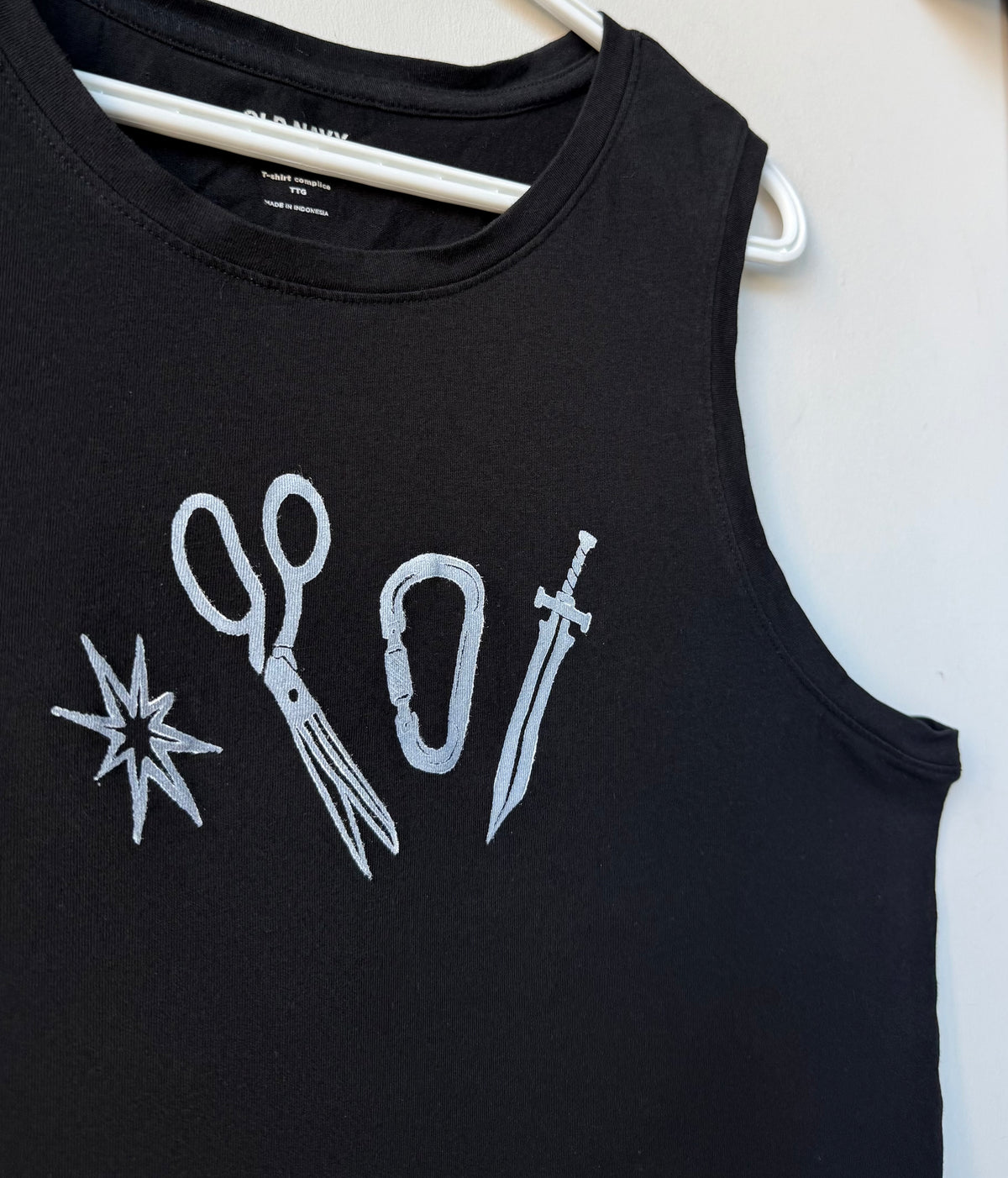 Patchwork Printed Cropped Tank