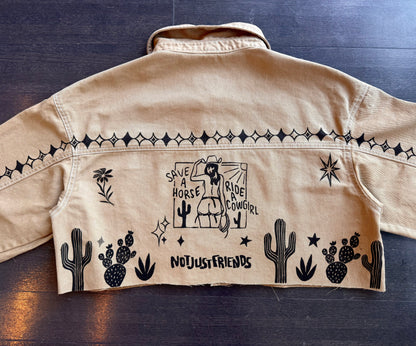 Cowgirl Patchwork Printed Cropped Jacket