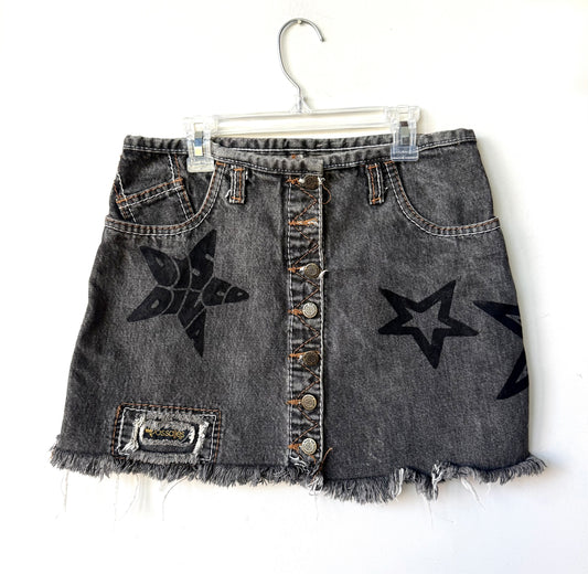 Denim High-Waist Diva Mini Skirt