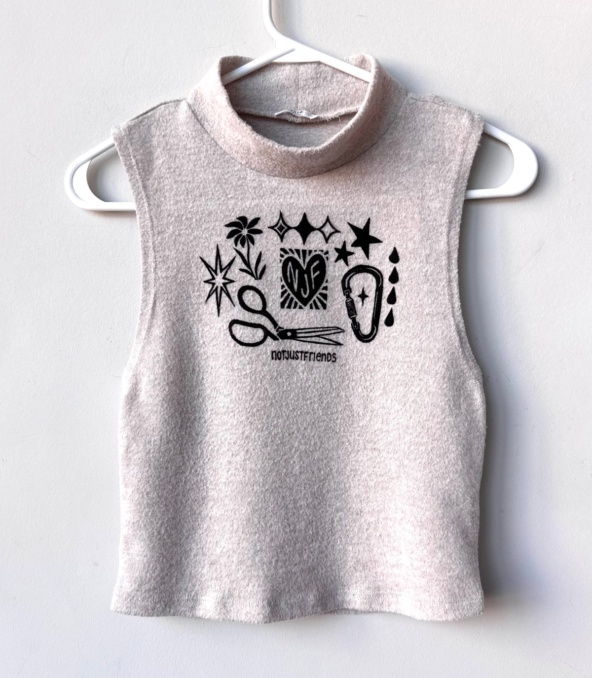 Patchwork Printed Cropped High-Neck Tank