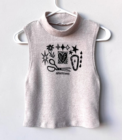 Patchwork Printed Cropped High-Neck Tank