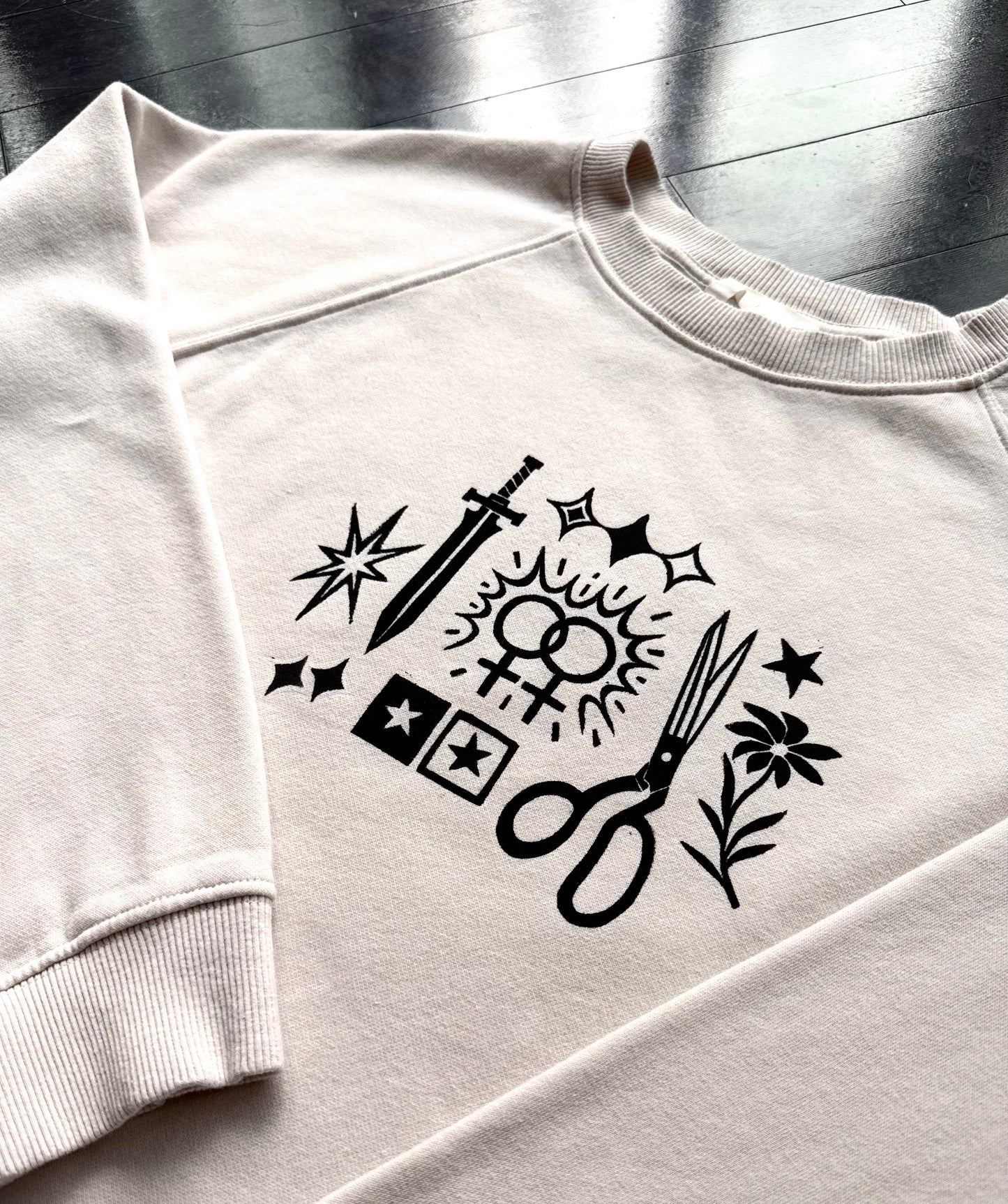 Patchwork Printed Crewneck