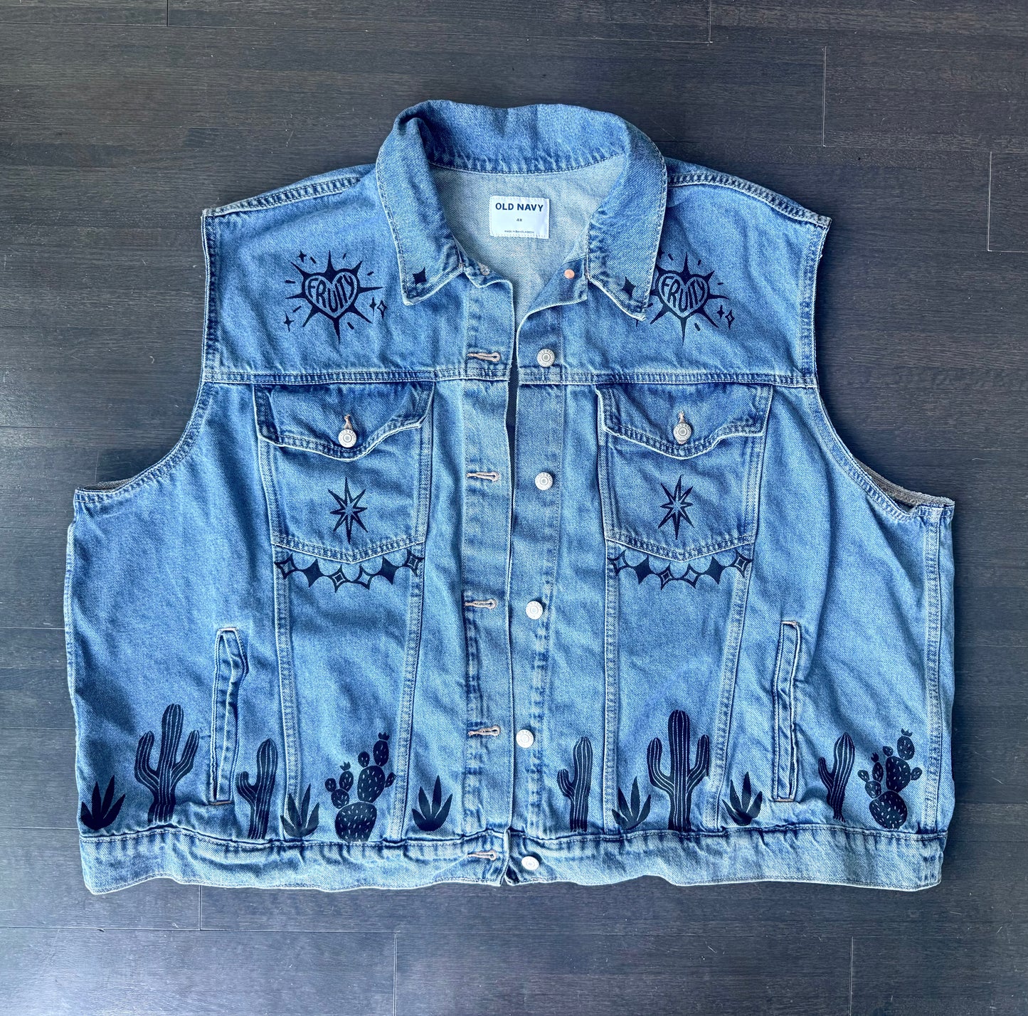 Cowgirl X Patchwork Printed Denim Vest