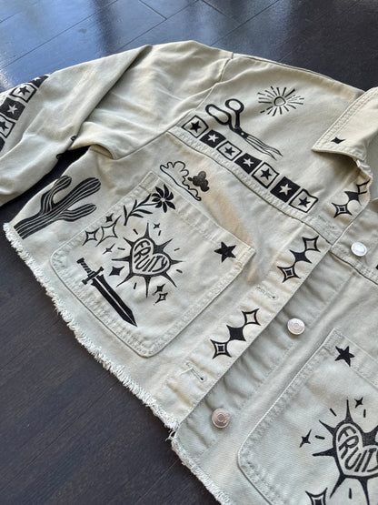 Patchwork Printed Cropped Jacket