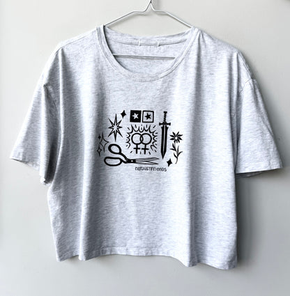 Patchwork Printed Cropped T
