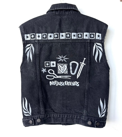 Patchwork Printed Denim Vest