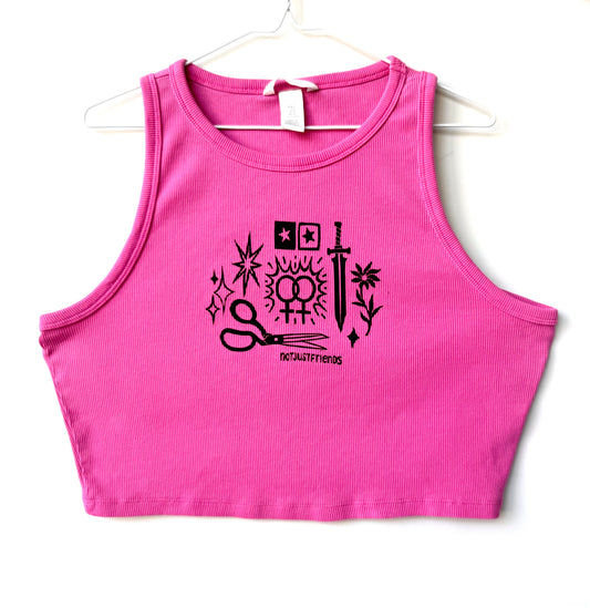Patchwork Printed Cropped Tank