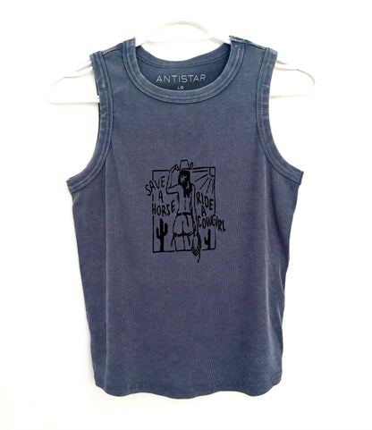 Cowgirl Semi-Cropped Ribbed Tank