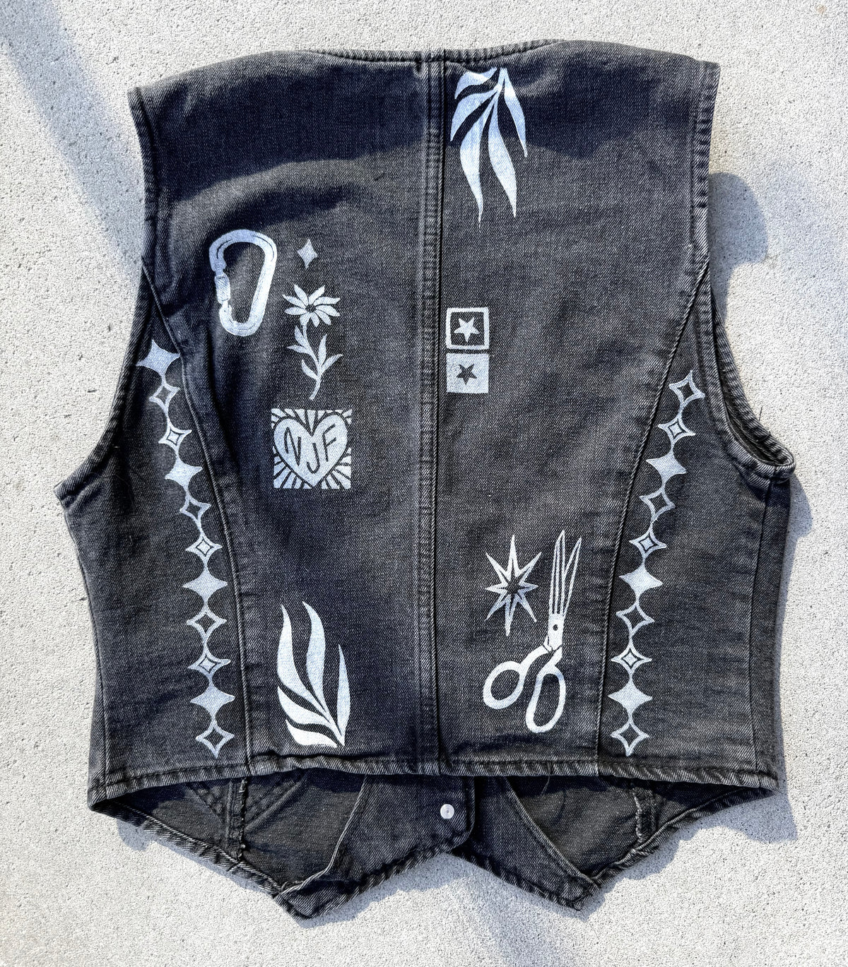 Patchwork Printed Denim Vest